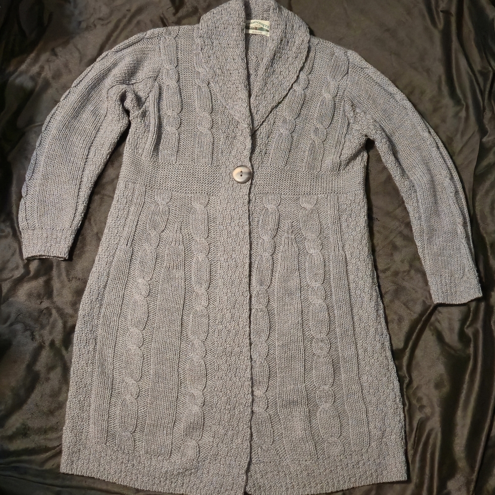 Aran Crafts Heather Gray Long Cardigan